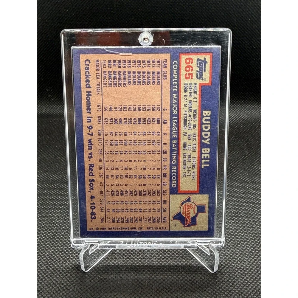 Buddy Bell Signed 1984 Topps #665 Texas Rangers Baseball Card Autograph NM